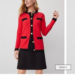 NWT!!  Ann Taylor Red and Black Blazer with Tailored Fit